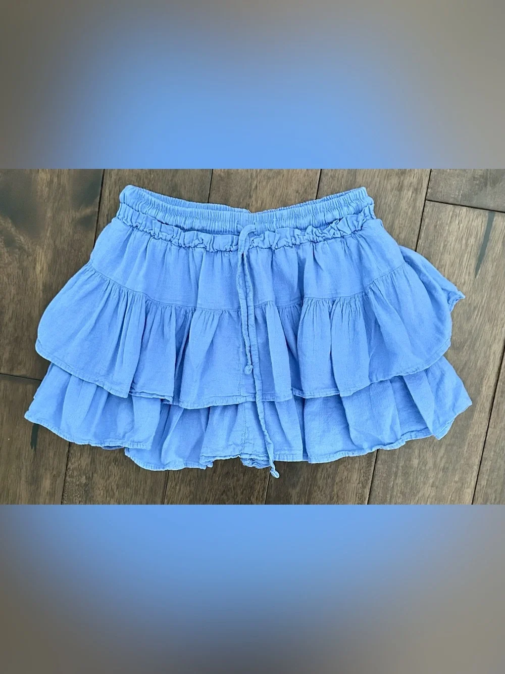 Blanco by Nature Blue 100% Cotton Ruffle Skirt & Crop Top Set S/M